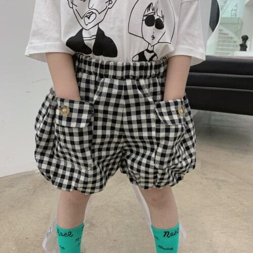 Toddler Girls Shorts 2021 Summer New Baby Fashion Plaid Floral Shorts Pants Korean Cute Loose Bloomer Pants Shorts For Girls