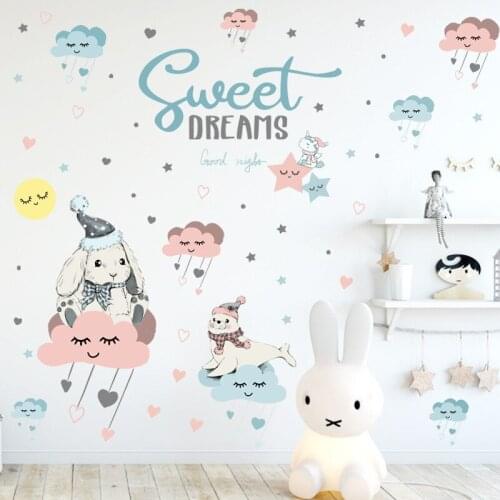 Sweet Dreams Wall Stickers Boy Girl Kids Room Decor Nursery Childern Baby Bedroom Decoration Decals for Furniture Wallstickers