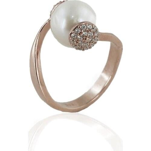 Special Design Pearl Cubic Zirconia 925 Sterling Silver Pearl Ring