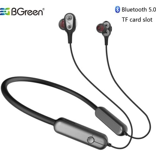 BGreen Sports Bluetooth 5.0 Earphone Running TF Card Headset Cycling Bike Wireless Stereo Sport Dual Speaker Earphones