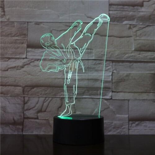 Night Light Creative 3D LED Light Vision Gradient Karate Table Lamp USB Taekwondo Modelling Bedroom Lighting Decor For Gifts Kid