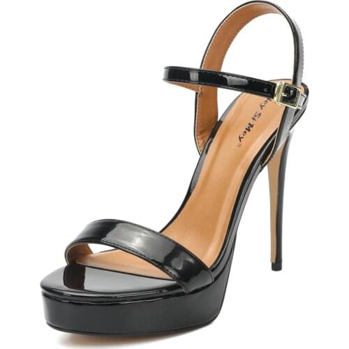 Unisex Men Women Sexy Open Toe Ankle Strap Platform Stiletto Heel Sandals Size 43 46 48 50 13 15 16 17 18 Black Red Basic Pumps