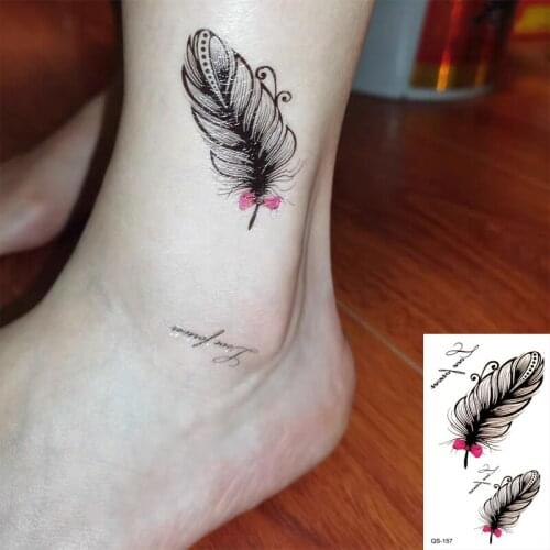 Waterproof Temporary Tattoo Sticker Plume Feather fake Tattoo Geometric Animal Flash Tattoo Hand Back Foot for Girl Women Men