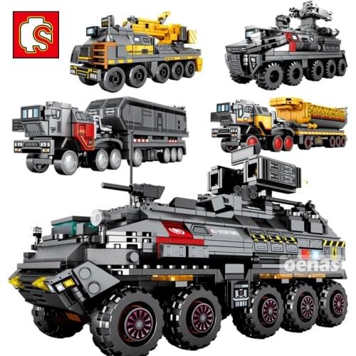 SEMBO Military MOC Tank Carrier Truck Technical Vehicle Car Model Building Blocks Wandering Earth Constructor kid Toys Boys Gift