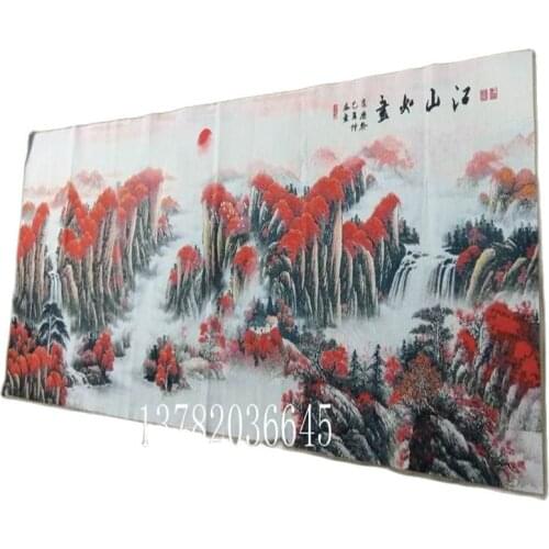 Chinese Handmade Silk Embroidery Painting Rivers And Mountains Are Like Pictures