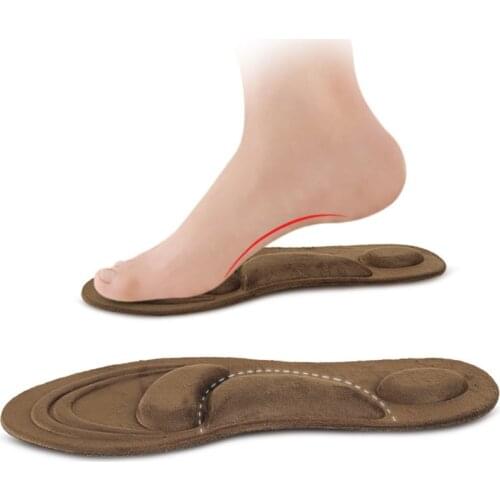 4D Suede Memory Foam Insoles Flat Foot Feet Care Sole Shoe Orthopedic Pads Thermal Sport Sponge Arch Support Insoles Men Women
