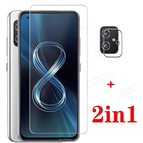 2IN1 camera lens glass For Asus Zenfone 8 Protective Case For Zenfone8 ZS673KS Zen Fone 8 5.9" Tempered Glass Safety Cover Film