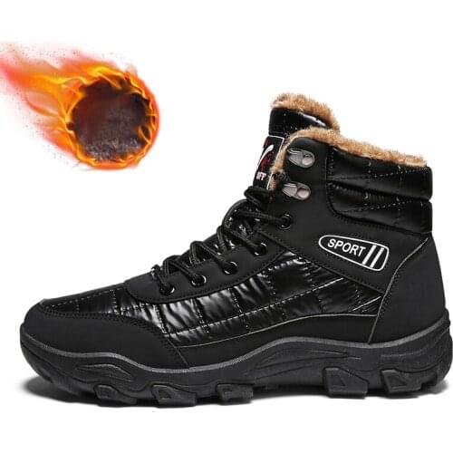 Winter Man Snow Boots Thick Fur Warm Ankle Boots Black Fashion Male Sneakers Hiking Shoes Footwear Outdoor Casual Shoes 2020