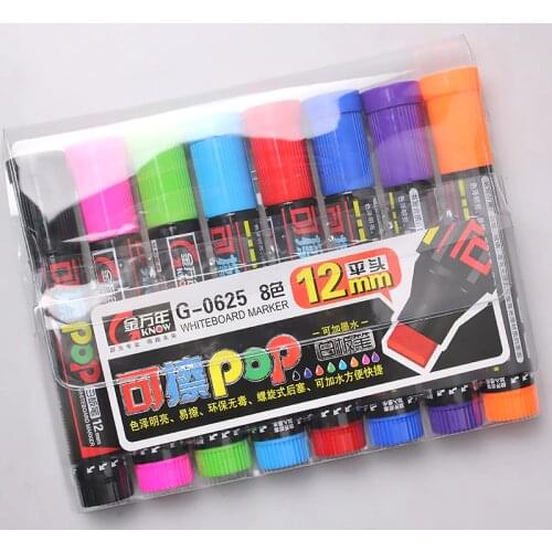 KNOW POP Art Marker 8 Colors/Set 12 mm Repeated Filling Ink Marker Set Best For Manga Poster Advertising Supplies