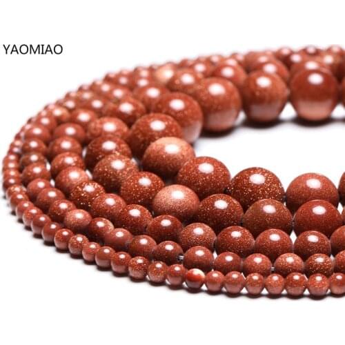 Gold SandStone Round Loose Natural Stone Beads 15" Strand 4/6/8 10/12 MM Pick Size For Jewelry Making Bracelet Factory price