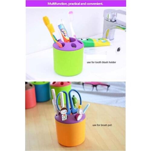 1pcs 10.5*9.5cm Colorful Bathroom Multi function Desktop Pen Toothbrush Toothpaste Box Cup Holder Container Tool
