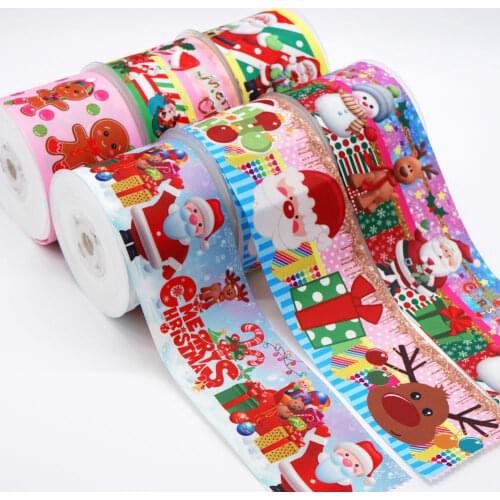 10 Yards Cartoon Ribbons Christmas Day Printed Grosgrain Ribbon For Hair Bows DIY Crafts Handmade Accessories 46876