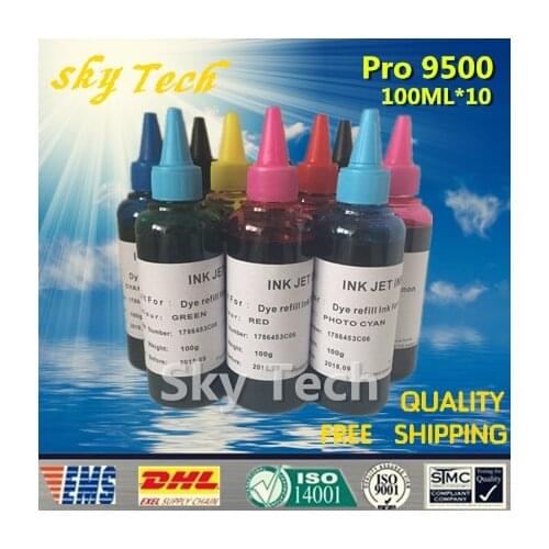 100ML*10 . Dye Refill ink Suit for Canon pro 9500 printer ,Suit for Canon PGI-9 series cartridges , Quality refill Ink
