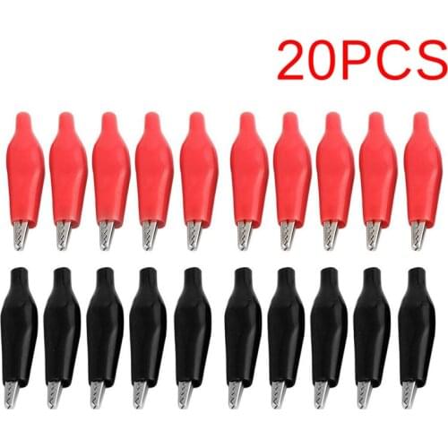 20Pcs 2 Color Plastic Coated Testing Probe Alligator Clips Crocodile Test Clip Leads Elec cal Equipment Supplies 3.7x0.8x0.5cm