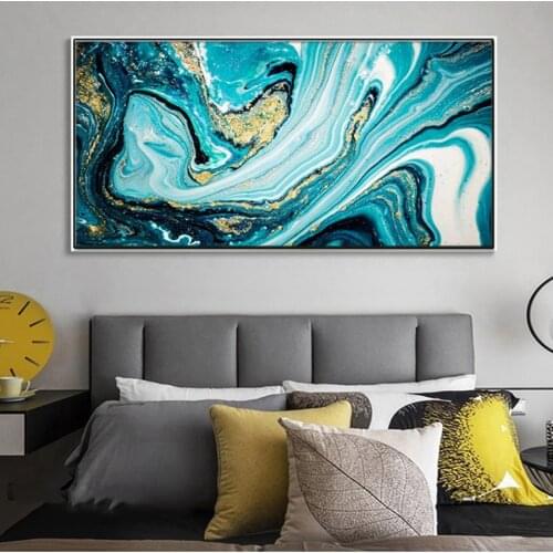 Diamond Embroidery Abstract Watercolor Blue Gold 5D Cross Stitch Diamond Painting Rhinestone Full Square Round Diamond Mosaic