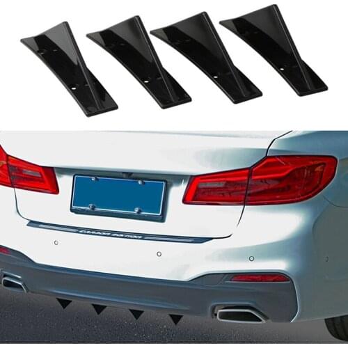 Car Rear Bumper Spoiler 4pcs/Pack Triangle Bumper Curved Bottom Spoiler Lip Separator Auto Parts