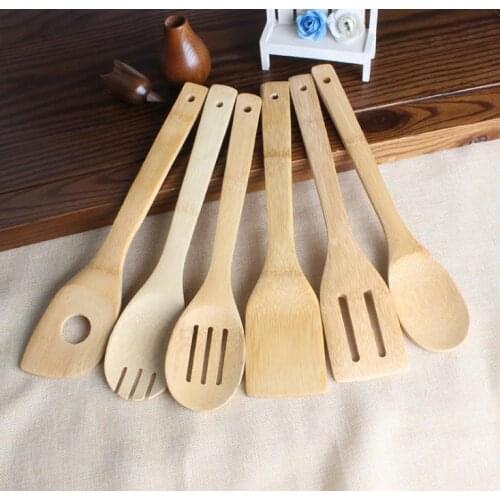 Bamboo Spoon Spatula 6 Styles Portable Wooden Utensil Kitchen Cooking Turners Slotted Mixing Holder Shovels SN3081