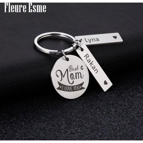 Personalized Kids Name Keychain Gift Thanksgiving Engraved With Best Mom I Love You For Mother Keyring To Birthday Gifts Charms