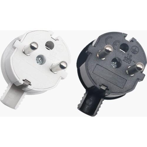 Black white 90 degree elbow connector 250v 10a 16a french Russia Korea Germany Thailand power cord wired cable plug