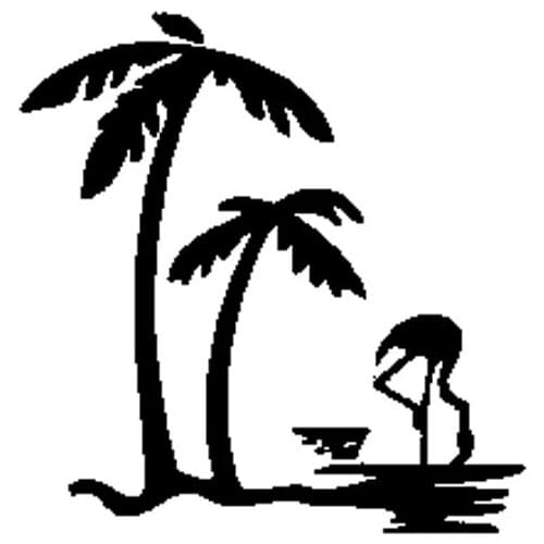 Dawasaru Fashion Palm Tree and Flamingo Fashion Car Stickers Personalized Decals Laptop Truck Auto Accessories PVC,16cm*16cm