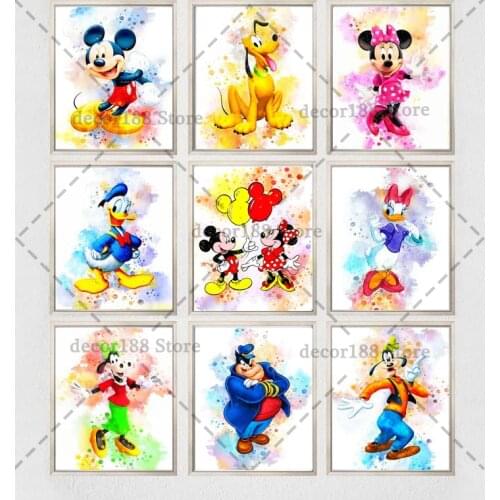 Disney Mickey Mouse and Donald Duck Canvas Painting Cartoon Posters and Prints Cuadros Wall Art Picture for kids Room Decor