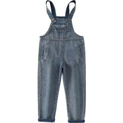 Girls Jeans Jumpsuits Autumn Children Loose Suspenders Bigb Girls Spring Clothes Korean Trousers and Jeans