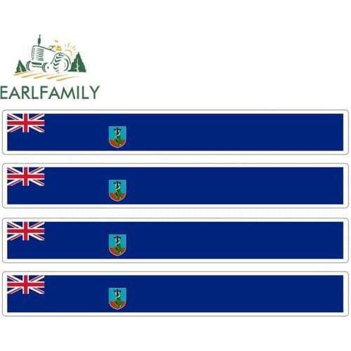 EARLFAMILY 13cm x 1.7cm 4pcs Car Stripe Motorcycle Racing Flag Sticker Skateboard Decal Bike Moto Tuning Montserrat Car Stickers