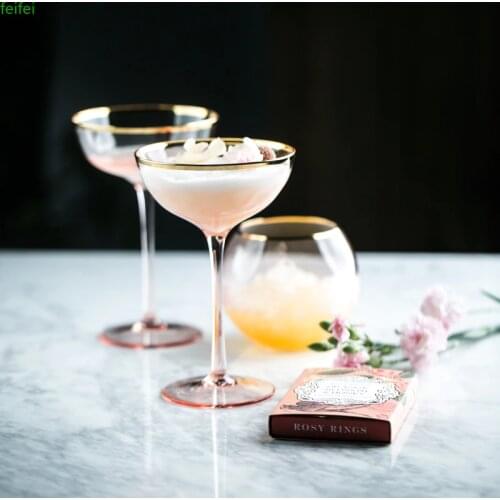 Europe Hand-painted gold crystal wine glass Pink goblet Cocktail Glass champagne glasses Dessert Cup milk glass wedding glasses