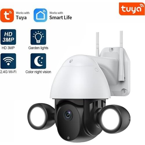 Sailvde Tuya Surveillance Cameras with Wifi Security Protection 3MP IP Smart Home Flood Lighting Video Recorder Security Camera
