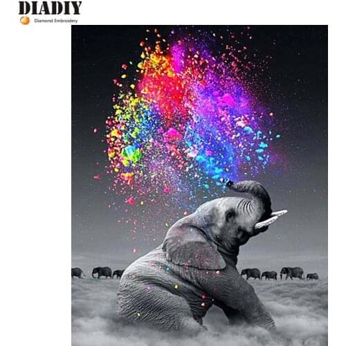 Full Square/Round Drill 5D DIY Diamond Painting Colored elephant 3D Embroidery Cross Stitch Mosaic Decor Gift