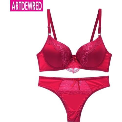 New 2019 Bra Brief Set Sexy Plus Size Women Bra Set Push Up Lace Underwear Set Intimate Bra Panty Set 36-44 BC Cup