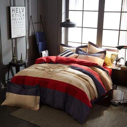 White red stripe plaid Sanding 100% cotton luxury bedding set king queen bed set duvet cover set pillowcase bed sheet set 4pcs