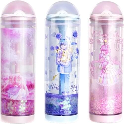 Fancy Quicksand Pencil Case with Clear Small Storage Bin Decorative Pen Holder