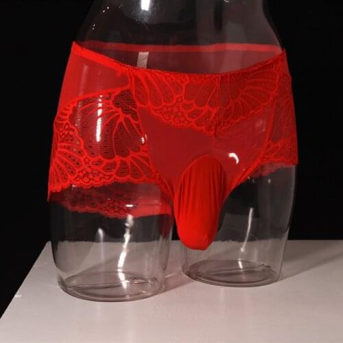 Lace Mesh Breathable Men sexy Jockstrap Boxer shorts With Hot Pouch Elastic Large Size Underwear