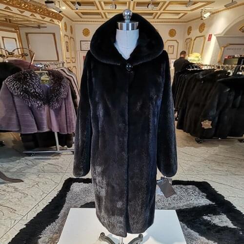 Fashion Winter new Long mink fur coat Short import mink fur coats women real mink fur coat hood genuine mink fur coat 218-2M