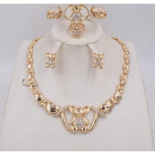 Fashion jewelry set for women High quality Dubai gold plating Hear bear necklace earring set