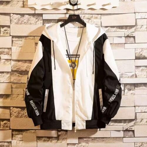 2020 mens casual jacket fashion contrast Hoodie thin long sleeve jacket zipper coat