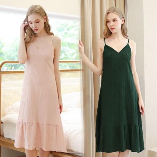 Nightgowns Women Sexy Sleep Nightdress Long Dress Casual Nightdress Lounge Sleepwear Lingerie Pajama Solid Color Nightwear