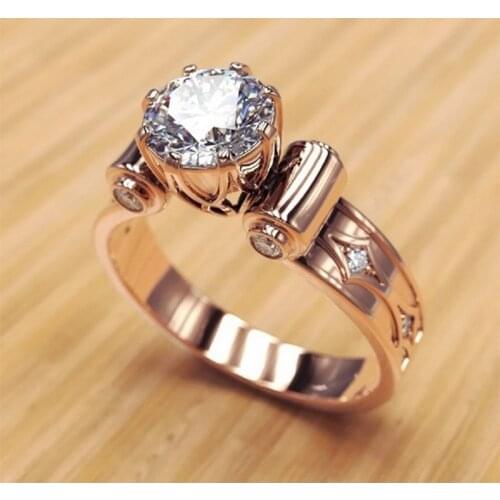 2019 New High Quality Rose Gold Ring Shine 8-Claw White Morgan Stone Ring for Women Engagement wedding Ring Fashion Jewelry Gift