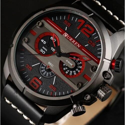 New CURREN Men Watch Luxury Leather Quartz Wristwatch Male Waterproof Army Military Watch Mens Sports Analog Clock Gift 8259