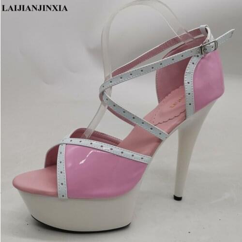 LAIJIANJINXIA New Elegant Sweet 15CM Super High Heel Platforms Pole Dance / Performance / Star /Model Sandals, Wedding Shoes