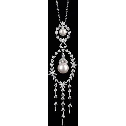 New Style Charm Petal Necklace Retractable Necklace For Women Temperament Noble Collar Pearl Pendant Necklace Chain