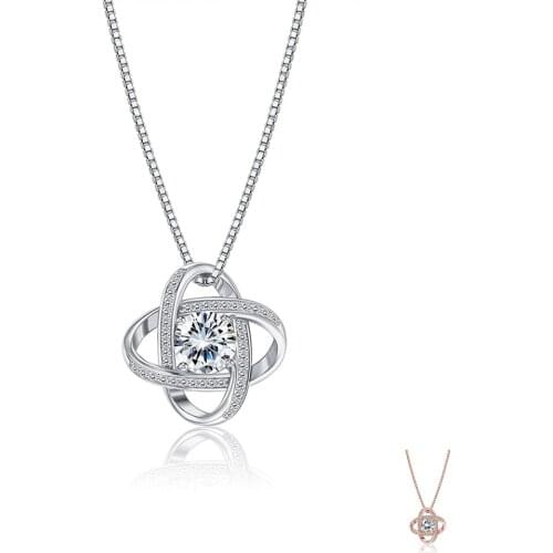 SILVERHOO 925 Sterling Silver Chokers Necklaces For Women Shining Large Zircon Geometric Ball Surround Pendant Necklace Hot Sale