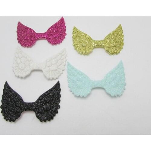 30-100Pcs Glitter Angel Wing Patches Appliques DIY Craft Supplies Kids Headwear Hair Pin Accessories Material Padded Embossing