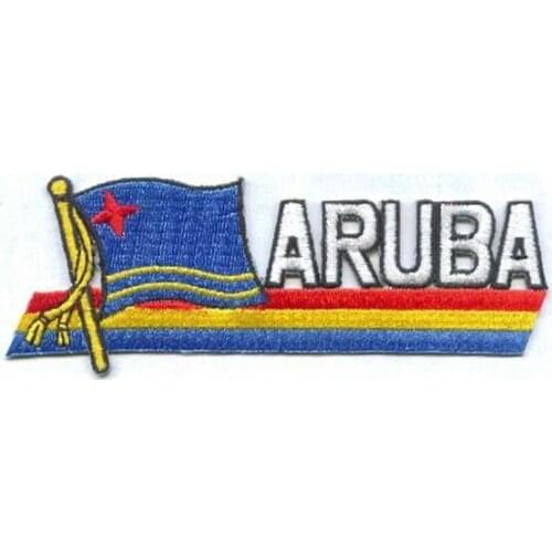 Aruba Flag Patches 3" Made by Twill and Heat Cut and Iron On Backing MOQ50pcs Accept Custom MOQ50pcs Free Shipping
