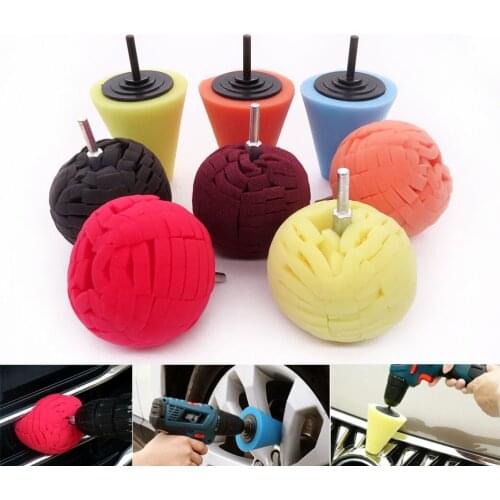 Car Polishing Pad Buffing Foam Sponge Pad Cone Polisher Buffer Pad Automotive Waxing Kit for Car Wheel Hub Headlight Polishing