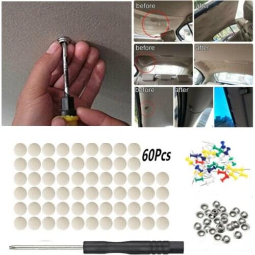 60 Pcs Diy Roof Lining Repair Kit Fix Sagging Headliner Pin Buckle Screw No Glue For Truck/Car/Van Screw Liner Ceiling Repair
