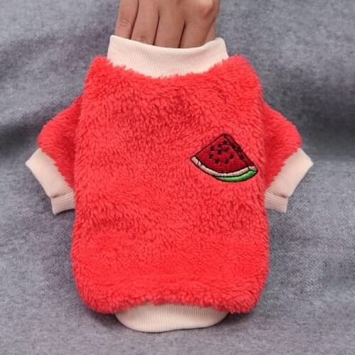 Warm Fleece Pet Clothes Cute Fruit Printed Coat Small Medium Dog Cat Shirt Jacket Teddy French Bulldog Chihuahua Winter Outfits