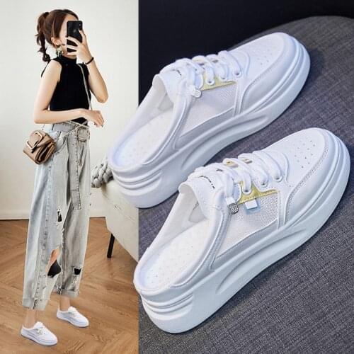 Shoes Women Summer Breathable Mesh Platform Shoes Women Flat Sneakers Women Loafers Comfort Casual Half Slippers