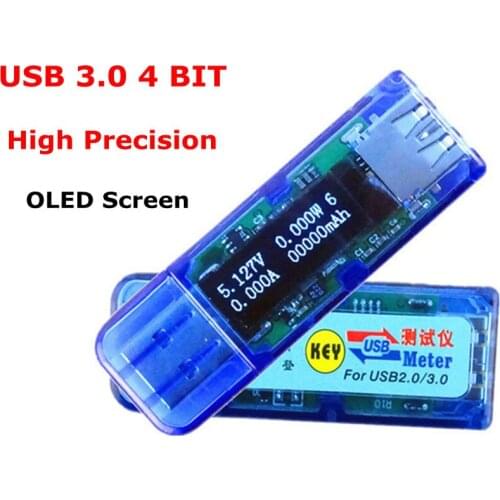 USB 3.0 quick charge White 4 bit OLED detector USB voltmeter ammeter power capacity tester meter voltage current power bank